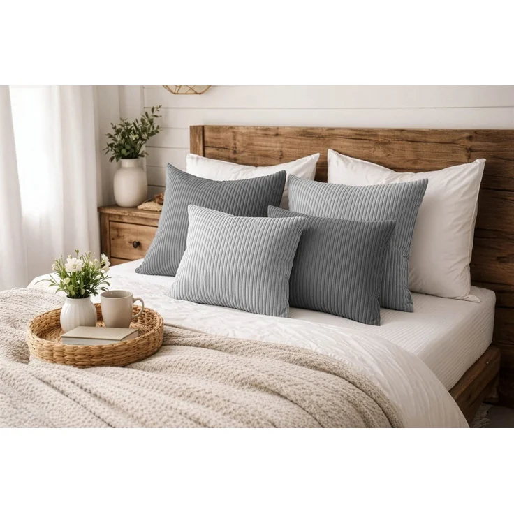 Amilian Dekokissen Sofakissen 4er Set mit Füllung - 2x 45x45 + 2x 35x45 cm, Hotelverschluss, waschbar, formstabil – Bild 1