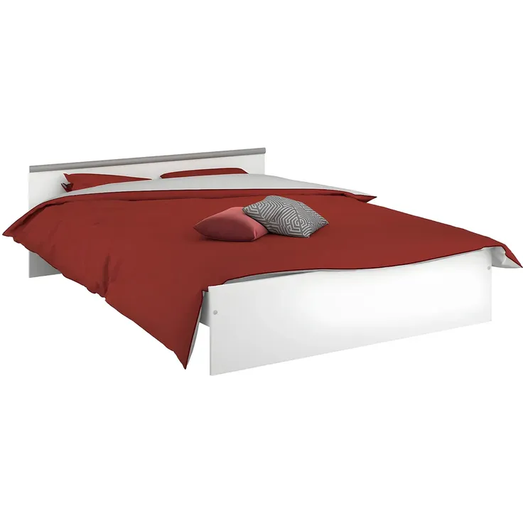 Vente-unique - PABLO Bett Holz, Platte Weiß - B 193 cm x H 58,9 cm x L 145,8 cm – Bild 4