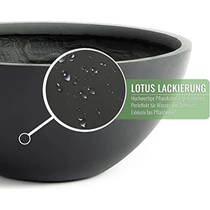 Pflanzwerk® Pflanzschale Pflanzkübel BOWL Frostbeständige Premium Blumenschale mit Lotus-Effekt, Fiberglas - Handgefertigt - Rund - Frostbeständig – Bild 5
