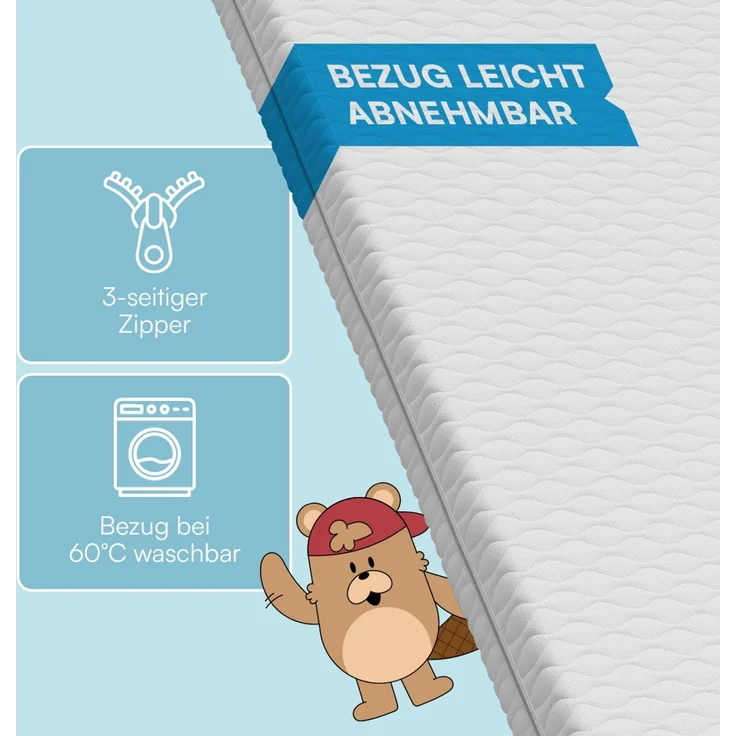 Bellabino 'Twist' Kindermatratze 90x190 cm, Höhe 11 cm, Härtegrad H2, Kaltschaummatratze, abnehmbarer Bezug – Bild 4