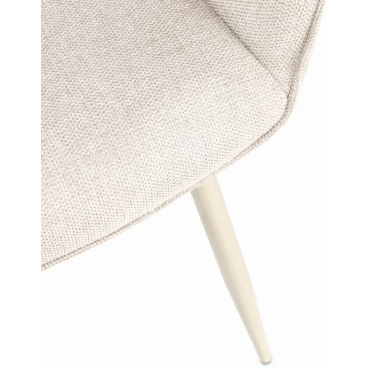 Esszimmerstuhl Cora 2er-Set, Stoff und Metall, modern mit Armlehne, beige, komfortabel gepolstert – Bild 9