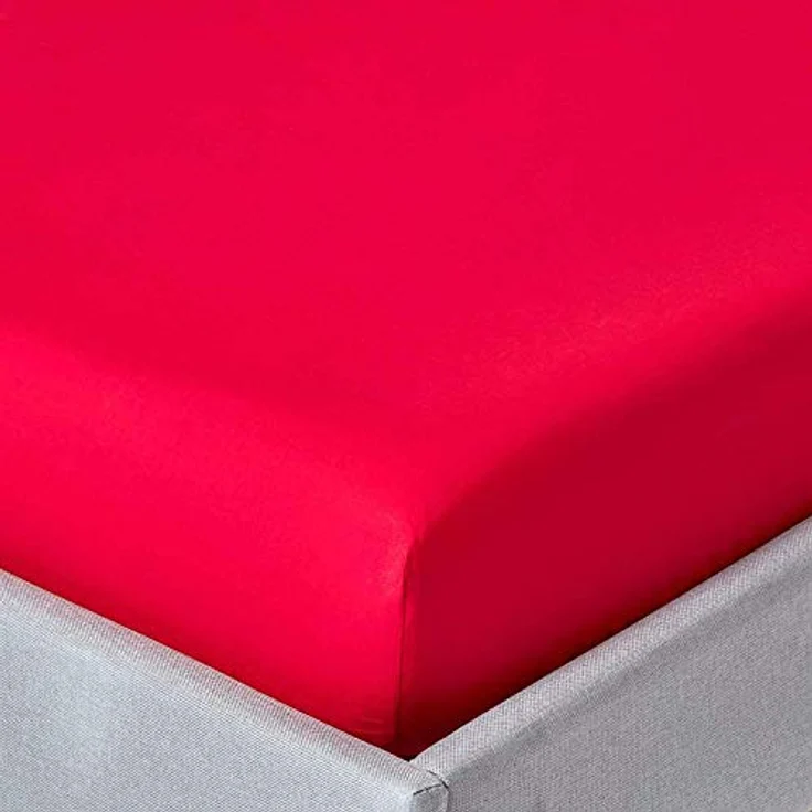 Homescapes Perkal-Spannbettlaken, rot, 180x200 cm, hochwertige ägyptische Baumwolle, Oeko-Tex® zertifiziert – Bild 1