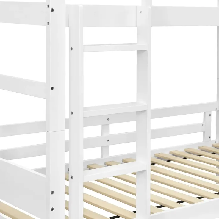 Etagenbett mit 2 Schlafgelegenheiten und Lattenrost, 90x200 cm, Kinderbett mit Rausfallschutz, umbaufähig zu 2 Einzelbetten, Holz – Bild 10