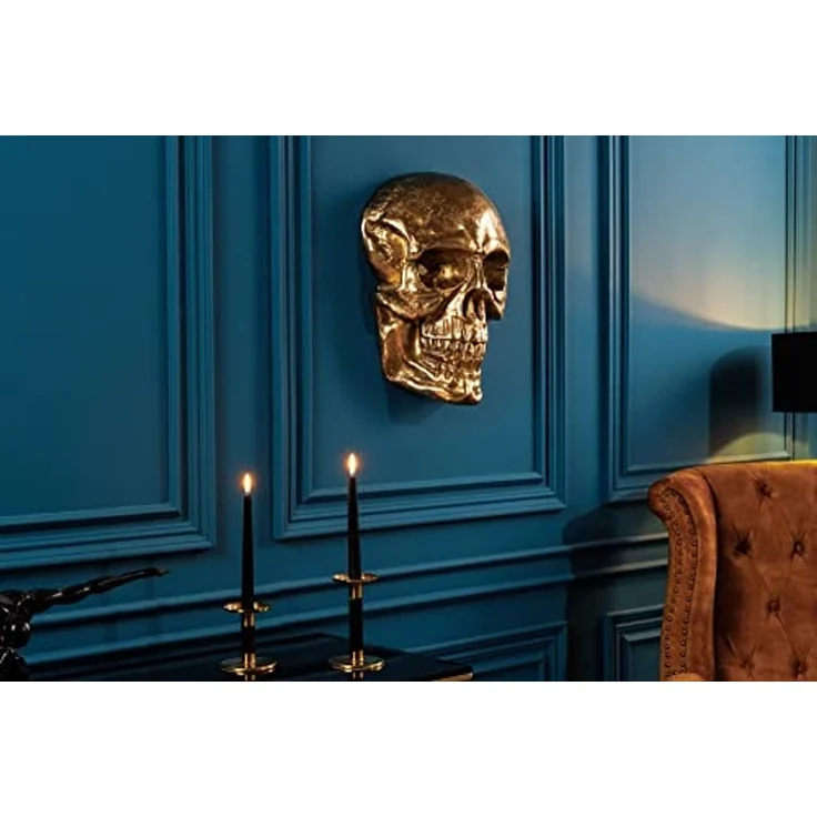 riess-ambiente Wanddekoobjekt SKULL XXL 40cm gold (Einzelartikel, 1 St), Metall · Totenkopf · Deko-Schädel · Schlafzimmer · Wohnzimmer – Bild 5