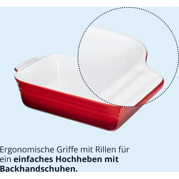 KHG Auflaufform groß 40 cm mit 3 Liter in Rot für 4-6 Personen, Ofenform Keramik Steingut rechteckig & kratzfest, Backform für Lasagne Tiramisu Aufläufe & mehr – Bild 3