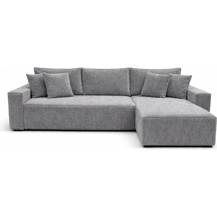 KRISAN MÖBEL Ecksofa EDEN in Grau 235 x 75 x 144 cm, modernes Ecksofa mit Schlaffunktion Links und Rechts montierbar