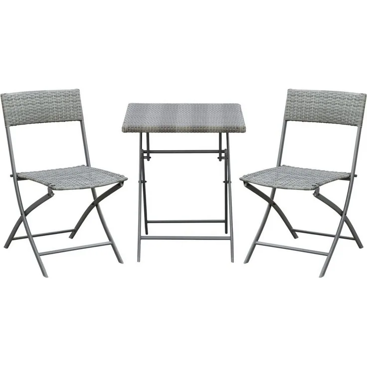 Outsunny Bistroset Polyrattan 3tlg. Balkonmöbel Set Sitzgruppe Essgruppe Gartenmöbel Garnitur