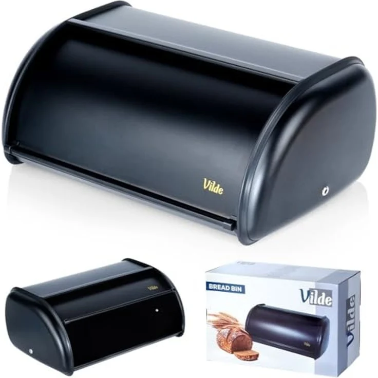 Brotkasten Vilde Brotbox Aufbewahrungsbehälter für Brot aus Stahl schwarz VILDE 36 x 23 x 14 5 cm – Bild 1