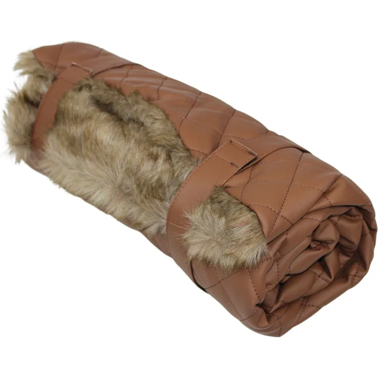 Pettimania Hundedecke Leder mit Fellbezug braun, 100 x 75 cm, ca 1 cm dick – Bild 1