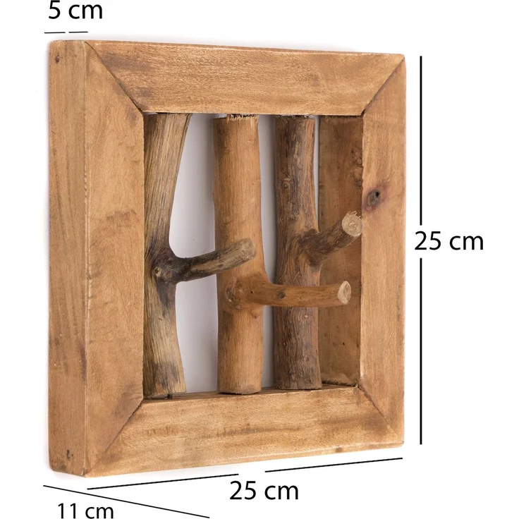 CREEDWOOD Wandgarderobe WANDGARDEROBE "LEONOR 25", Altholz massiv, 3 Haken, Äste Hakenleiste – Bild 2