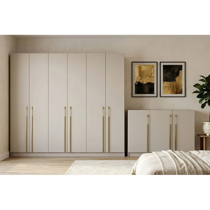 Deine Möbel 24 Schlafzimmer-Set C MIRELO mit 4- oder 6-türigem Kleiderschrank & 3-türiger Kommode, (ideal für Schlafzimmer, Ankleiderzimmer & Flur, 2-tlg, Kleiderschrank 200 cm 4-türig oder 230 cm 6-türig & Kommode 134 cm), Möbel-Set in Weiß matt oder ... – Bild 2
