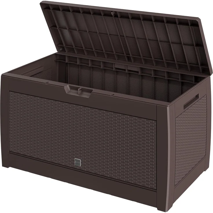 Casaria Auflagenbox Rato, UV-beständig 310L Haltegriffe Balkon Wohnzimmer Rattan-Optik Braun