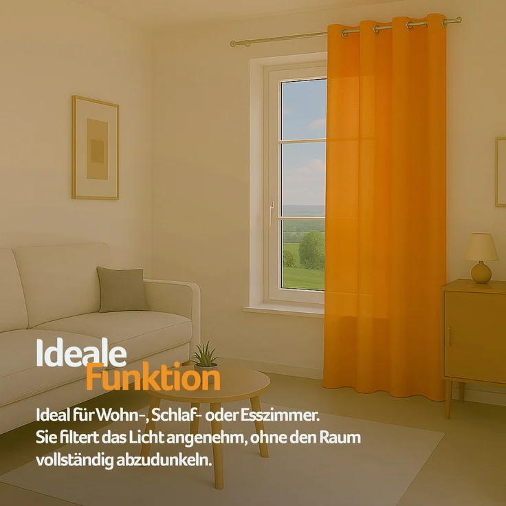 Bestlivings Blickdichte, Gardine mit Ösen, in vielen Größen und Farben Hellorange 140x245 cm – Bild 7