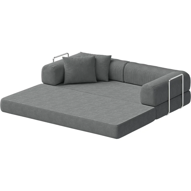 skølm 'Lofn' Modulares Sofa 2 Sitzer, 200x100 cm, Vollschaumcouch mit Metallgestell, Cord dunkelgrau, Schlafsofa vakuumverpackt, kein Aufbau erforderlich – Bild 9