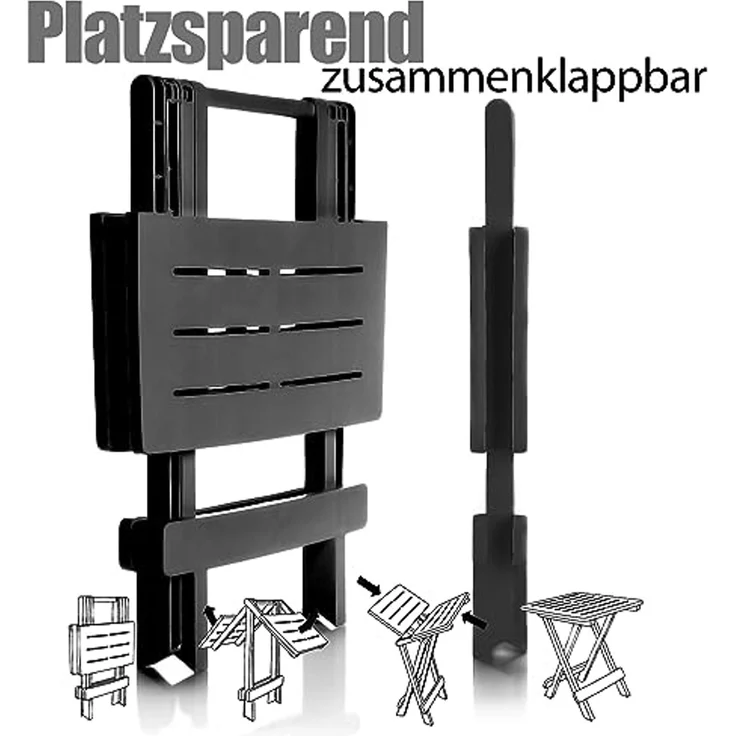 BigDean Klapptisch klein in anthrazit aus Kunststoff LxBxH 45x43x50cm – wetterfester Campingtisch - Beistelltisch In- und Outdoor geeignet - Kleiner Esstisch Gartentisch Balkontisch – Made in Europe – Bild 4