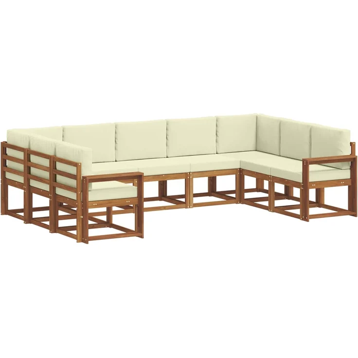 vidaXL Outdoor-Sofagarnitur 9 stk. 9-Sitzer Natur und Creme 3366988 – Bild 2
