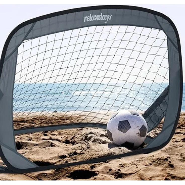Relaxdays Pop Up Tore 2er Set, Faltbare Fußballtore für den Garten, Kindertore mit Tasche, HxBxT: 78 x 121 x 80 cm, grau – Bild 3