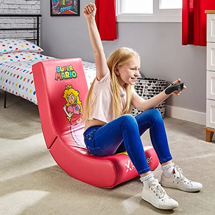 X Rocker Super Mario All-Star - Peach, Gaming Stuhl, Rosa, Faltbares Design, Komfortable Polsterung für langes Sitzen – Bild 6