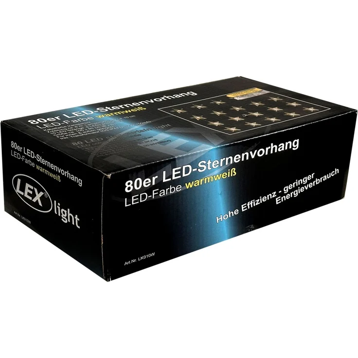 80er LED-Sternenvorhang Lichterkette Innen Außen warmweiß IP44 B100xL80cm – Bild 7