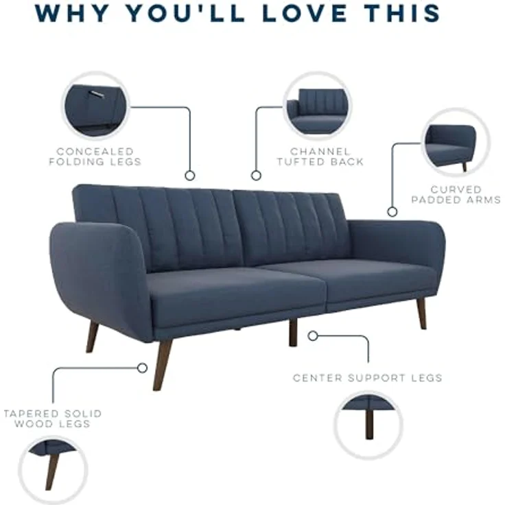 Novogratz Brittany Schlafsofa, Leinen Marineblau – Bild 7