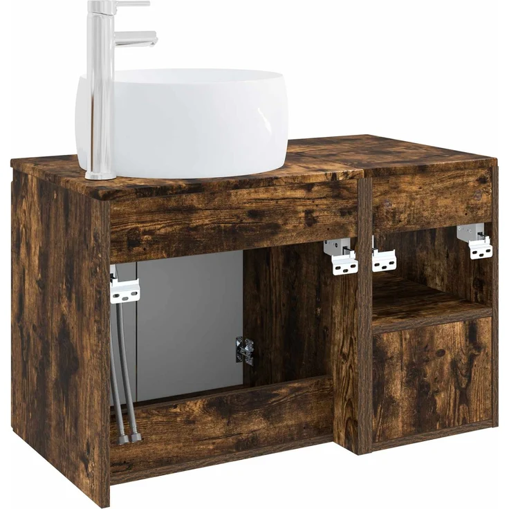 vidaXL Badezimmerschrank-Set 2 stk. Geräucherte Eiche 3404099 – Bild 6