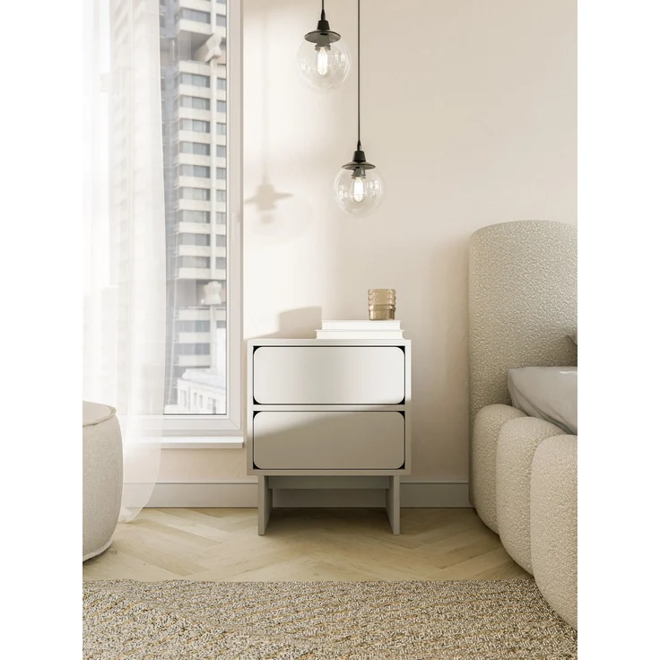 Selsey 'Wuwu' Nachttisch mit 2 Schubladen, greige, ca. 56 x 50 x 35 cm – Bild 2
