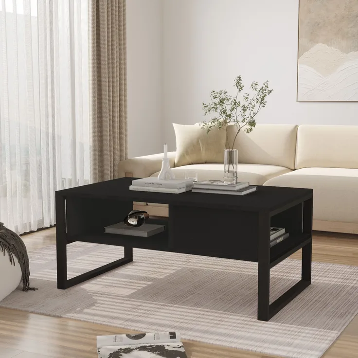 Couchtisch Laukaa 100x60x45 cm Schwarz [en. casa]