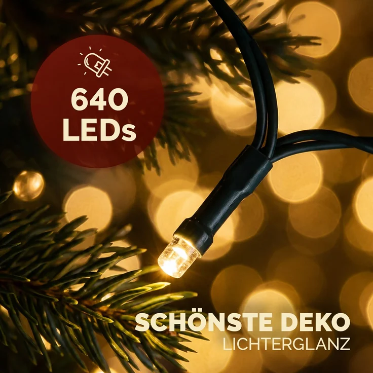 Monzana® Weihnachtsbaumbeleuchtung mit Ring 3m 640 LED Lichterkette – Bild 7