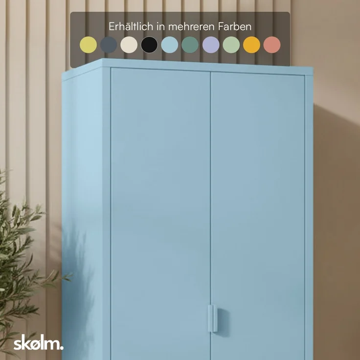 skølm 'Ituri' Kleiderschrank, Metall, 170x45x80 cm, blau, Garderobe mit 4 Fächern und 2 Kleiderstangen – Bild 8