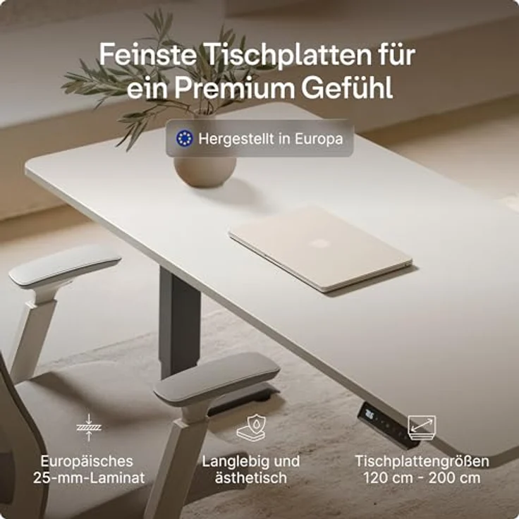 Höhenverstellbarer Schreibtisch - Höhenverstellbar Elektrisch mit Flüsterleisem Dual-Motor & Touchscreen - Hohe Tragfähigkeit - Stehtisch von Desktronic, Schwarz + Weiß, 200x80 cm – Bild 9