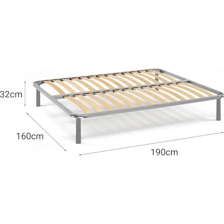 Talamo Italia - Doppelbettgestell Margaret, orthopädischer Lattenrost, 100 % Made in Italy, 160 x 190 x 31 cm – Bild 3