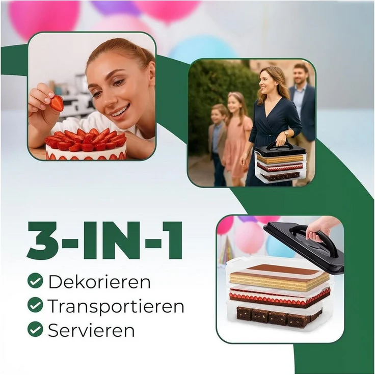 Novaliv Aufbewahrungsbox 31156-31157-31218-1x, Novaliv Kuchen-Transportbox mit einer Etage und Deckel und Einlage (Re – Bild 3