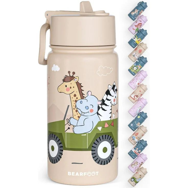 BEARFOOT Trinkflasche Thermo Kinder Trinkflasche Edelstahl - Safari braun, Thermosflasche, auslaufsicher, Edelstahl, Kinderflasche, BPA-frei – Bild 2