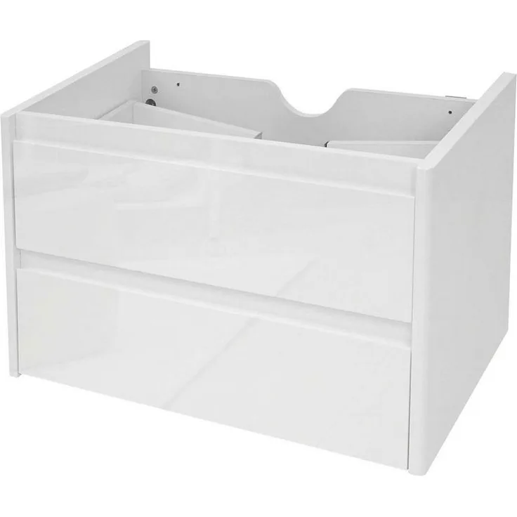 MCW Waschbeckenunterschrank MCW-B19-WU (1-St) Hochglanz-Optik, Soft-Close-System, 2 Schubladen, Zur Wandmontage
