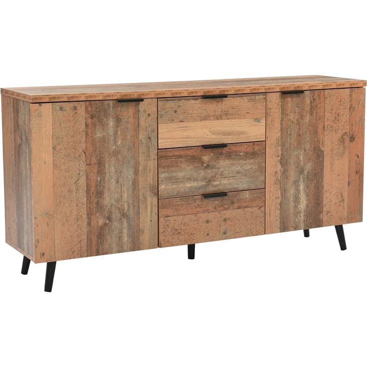 ZUBALIYA Kommode 140x35x70 cm, mit verstellbaren Einlegeböden, aus Spanplatte, Antikbraun – Bild 15
