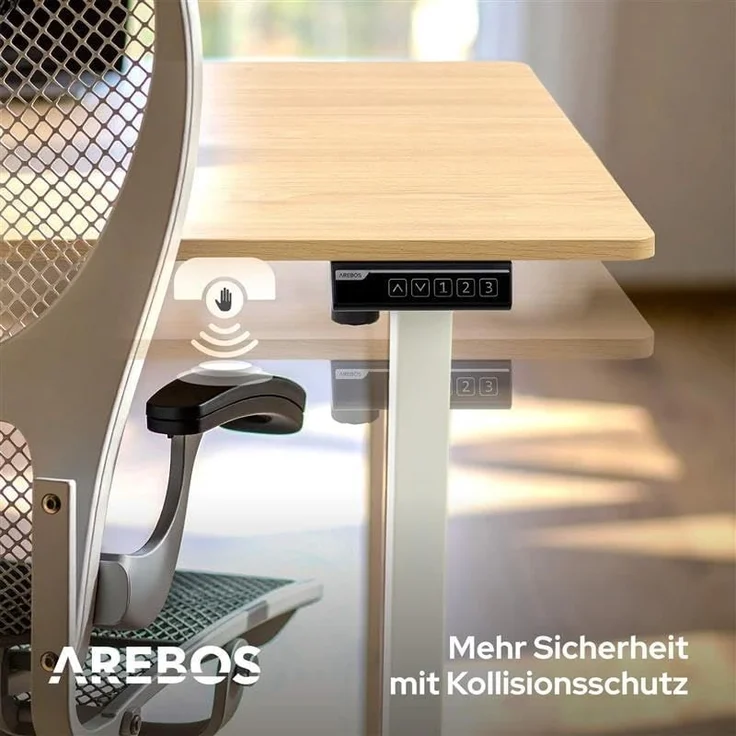 Arebos Schreibtisch Computer-Bürotisch 160 x 80 cm, elektrisch Memory-Funktion, 72-118 cm höhenverstellbar, Hebekapazität: 70 kg – Bild 6