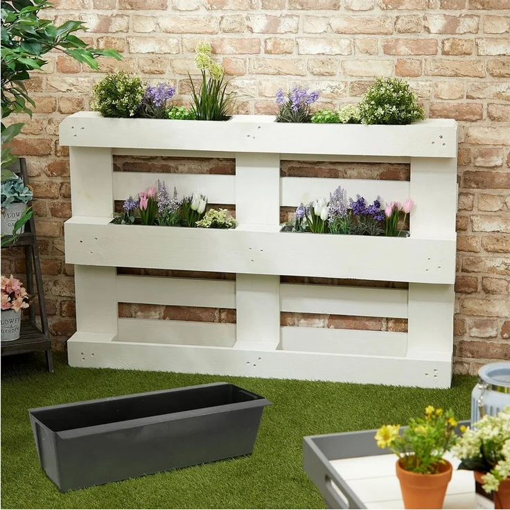 CEPEWA Pflanzeinsatz Pflanzkasten gewellt 12er Set Europalette Kunststoff 37x9,5x13,5cm (12 St) – Bild 2