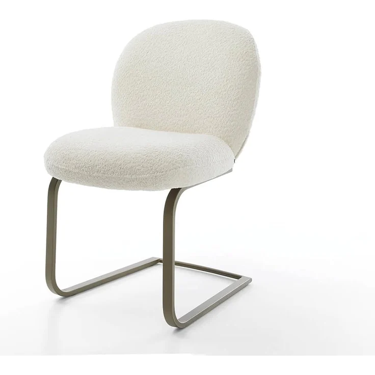 Freischwinger Nube-Flex Bouclé Weiß Freischwinger flach Effektfinish Titan Taschenfederkern – Bild 3