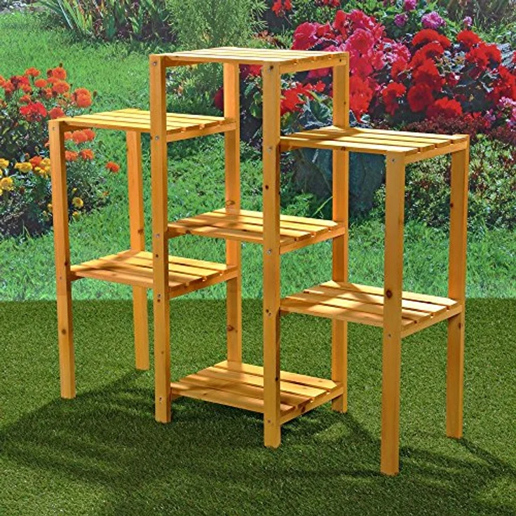 Melko Blumenständer Blumenpodest Blumenregal Blumentreppe Holz ver. Farben Pflanzregal (Stück), Klassische Konstruktion – Bild 7