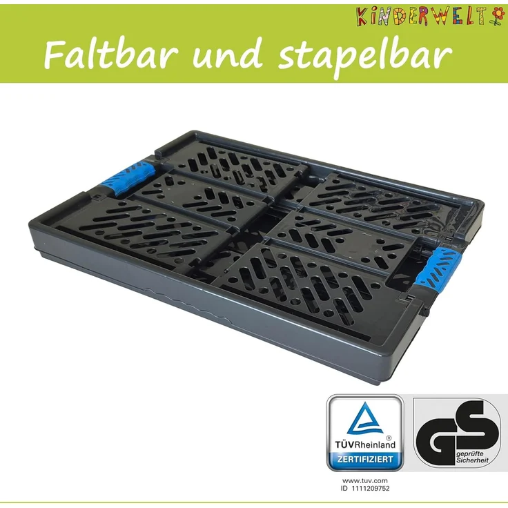 KiNDERWELT Wickelauflage Klappbox 45 L bis 50 kg Klappbox robuste Transportkiste schwarz/blau – Bild 2