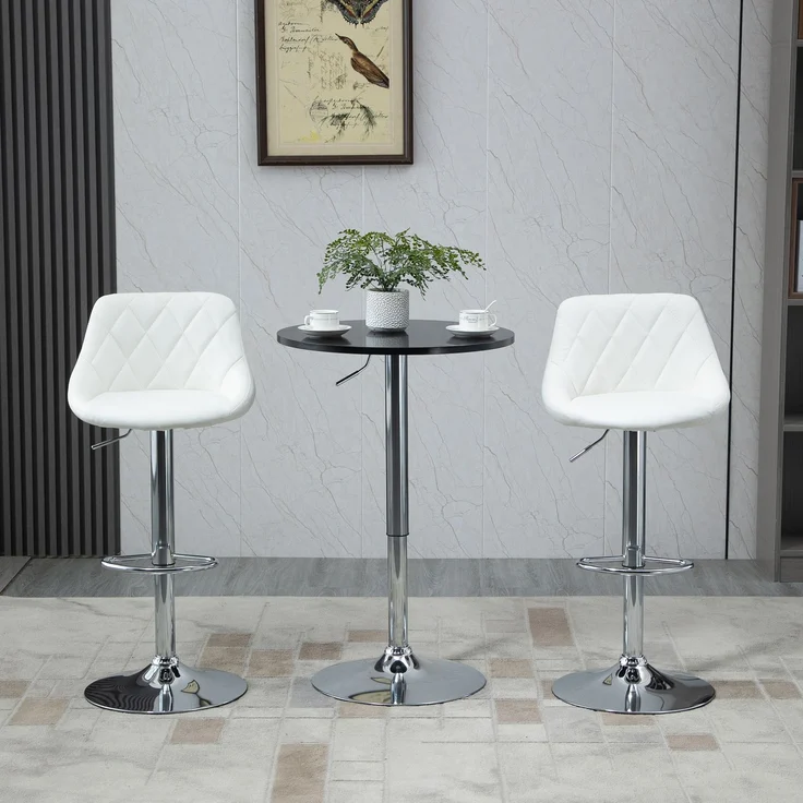 EINHOM Runder Bartisch Höhenverstellbar Drehtisch Stahl Schwarz Ø61 × 70-97 cm – Bild 3