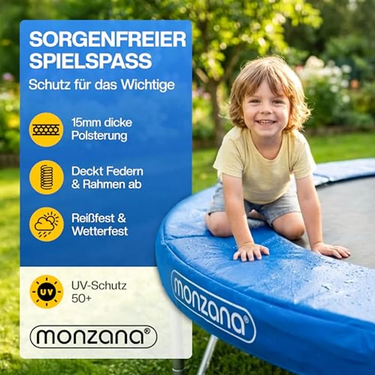 Monzana Trampolin Randabdeckung Ø 183 cm, 30cm breit 100% UV-beständig reißfest Federabdeckung – Bild 3