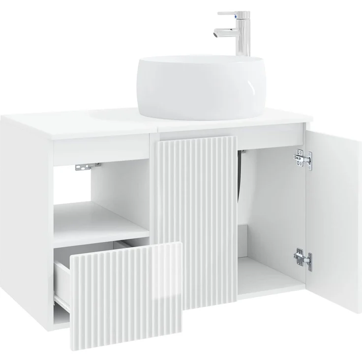 vidaXL Badezimmerschrank-Set 2 stk. Hochglanz Weiß 79,5 x 44,5 x 80 cm 3404098 – Bild 4
