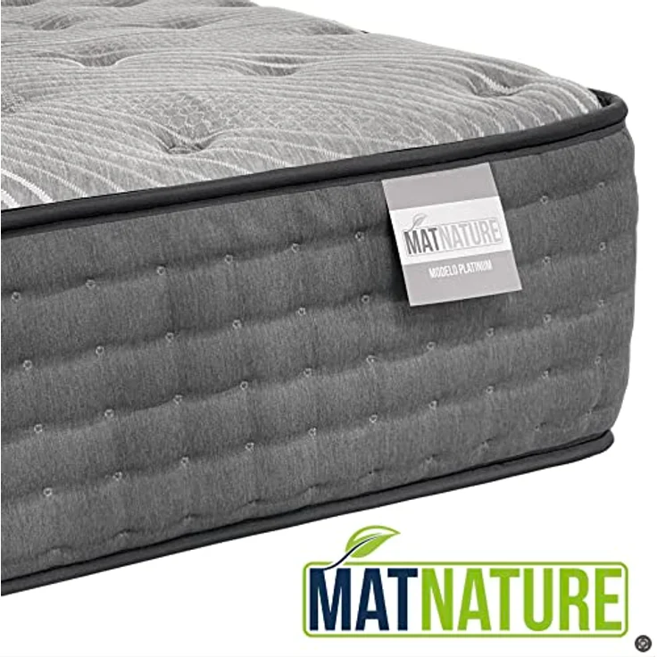 Matnature | Platinum | Extra Komfort-Matratze Pro Multiruhe | Taschenfederkern und viskoelastisch | Höhe 30 cm | atmungsaktiv, rutschfest und milbendicht (200x200 cm), Grau – Bild 6