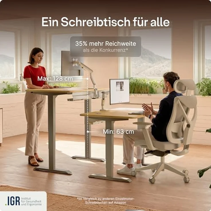 Desktronic Höhenverstellbarer Schreibtisch aus Bambus (140x70 cm) – Elektrisch höhenverstellbar mit flüsterleisem Dual-Motor & Touchscreen – Hohe Tragfähigkeit – Stehtisch HomePro – Bild 8
