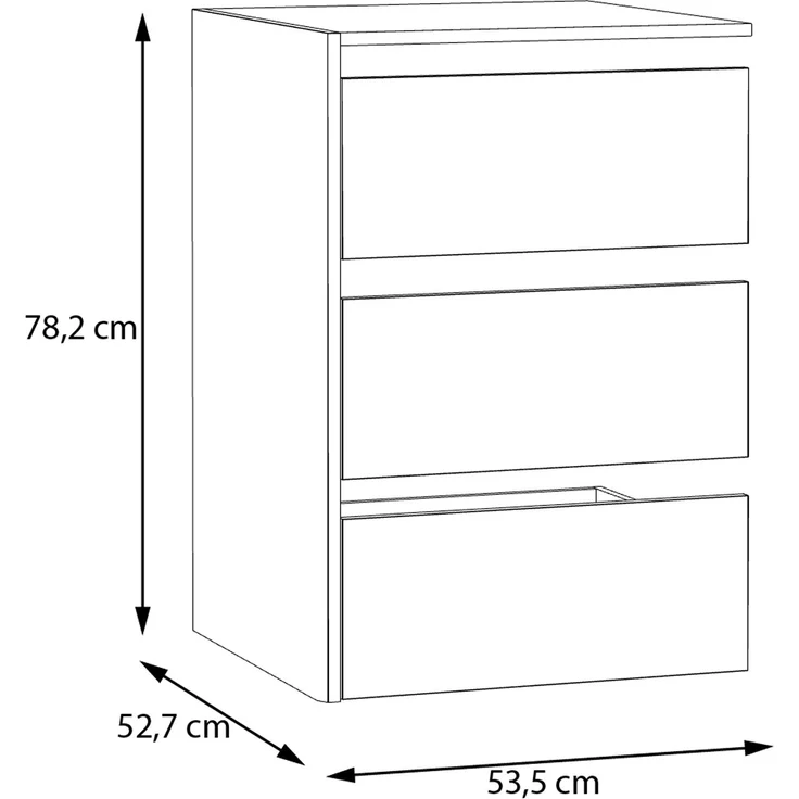 Forte SCHACH & MATT 2 Schubladenblock mit 3 Schubladen, Innenkommode für Kleiderschrank, Holzwerkstoff, Grau Textilnachbildung, 53,5 cm breit x 78,2 cm hoch x 52,7 cm tief – Bild 5