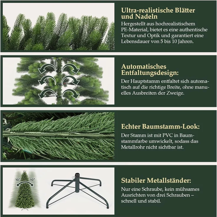 SALCAR 100% Spritzguss Weihnachtsbaum Künstlich 180 cm – Bild 6