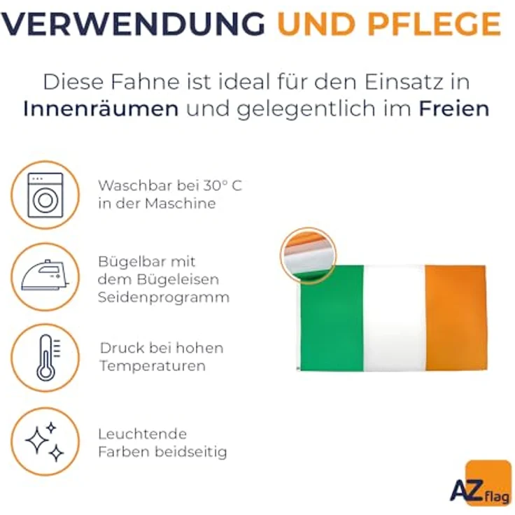 AZ FLAG - Flagge Irland - 250x150 cm - Irische Große Fahne 100% Polyester mit Messing-Ösen - 300g – Bild 5