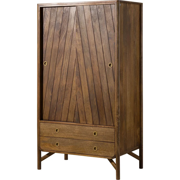 Kleiderschrank Mango 100x60x180 braun geölt / Griff gold LOS ANGELES #11 – Bild 1
