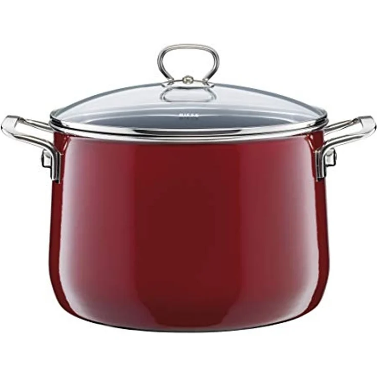Riess Topf-Geschirrset mit Glasdeckel 5-teilig Emaille Nouvelle Rosso extra stark – Bild 4